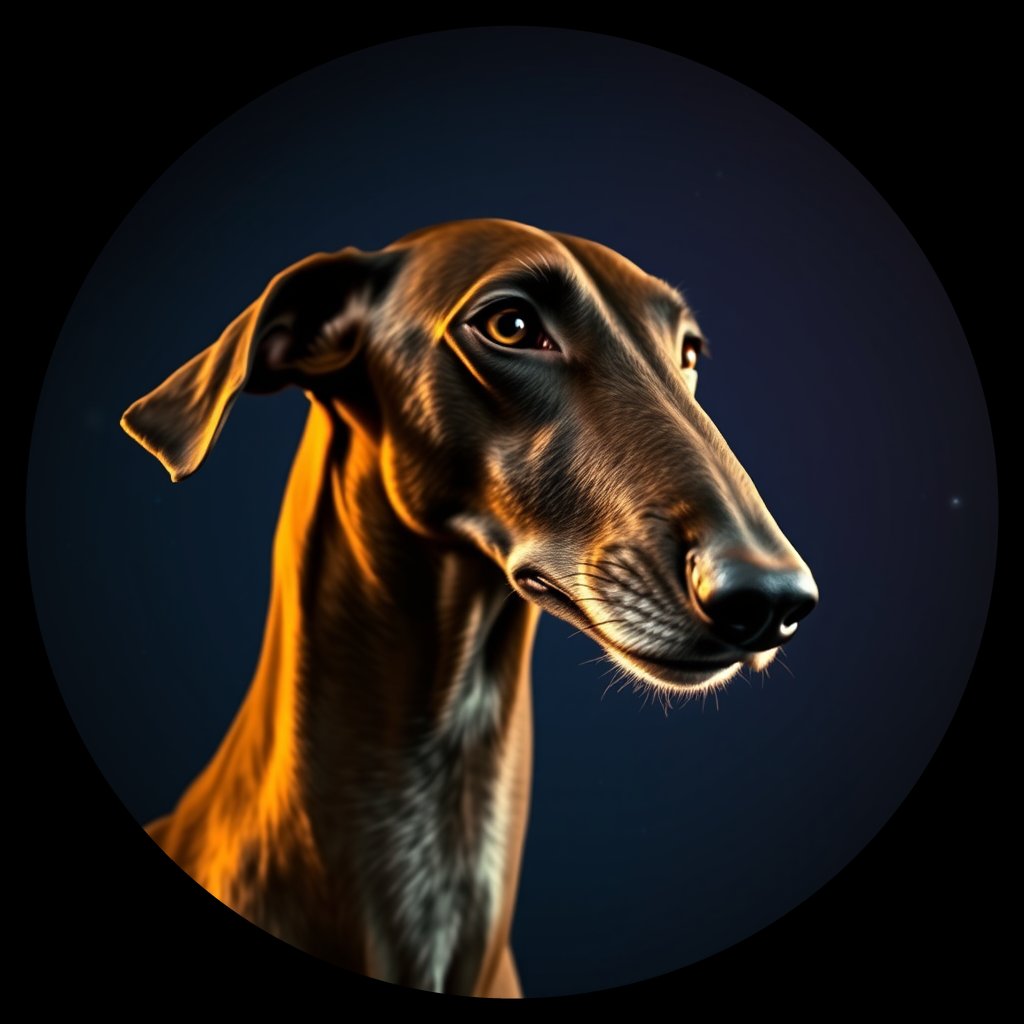 Cosmic medallion portrait of SALU_SALU_27301, a Saluki