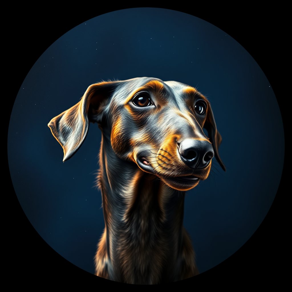 Cosmic medallion portrait of SALU_SALU_27302, a Saluki
