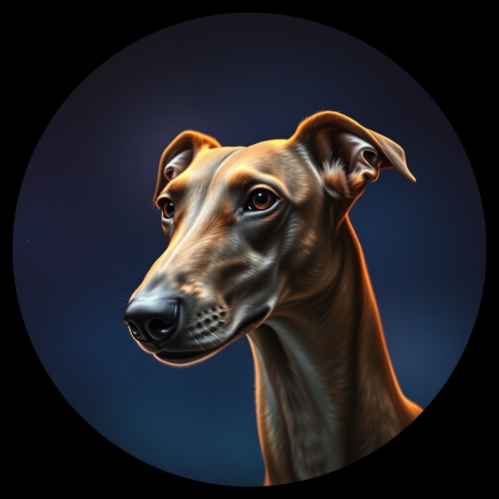 Cosmic medallion portrait of SALU_SALU_27311, a Saluki