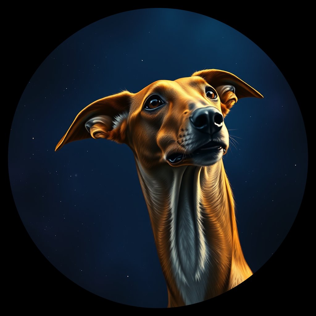 Cosmic medallion portrait of SALU_SALU_27317, a Saluki