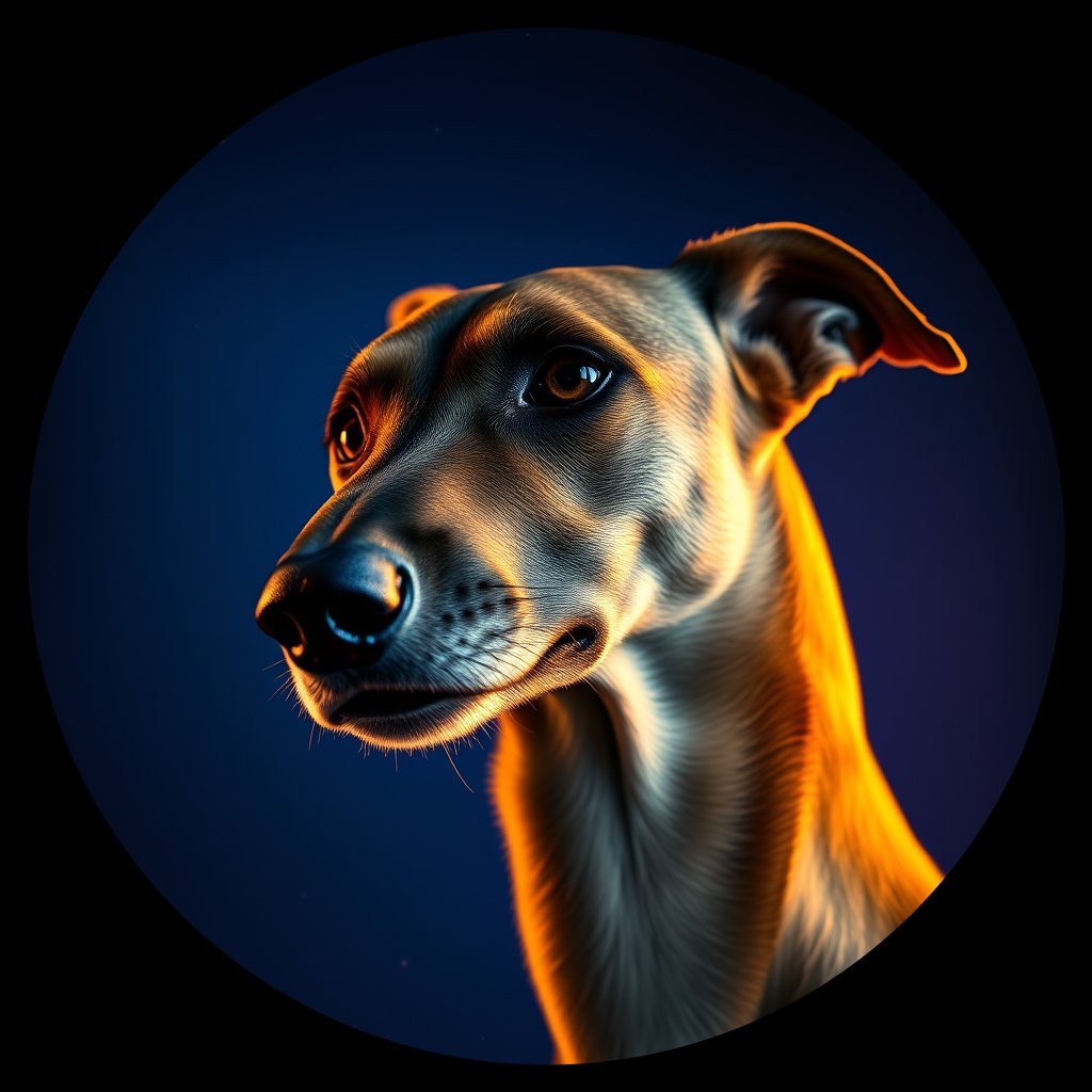 Cosmic medallion portrait of SALU_SALU_28391, a Saluki