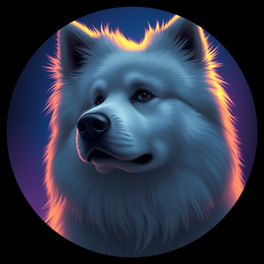 Cosmic medallion portrait of SAMO_SAMO_28936, a Samoyed