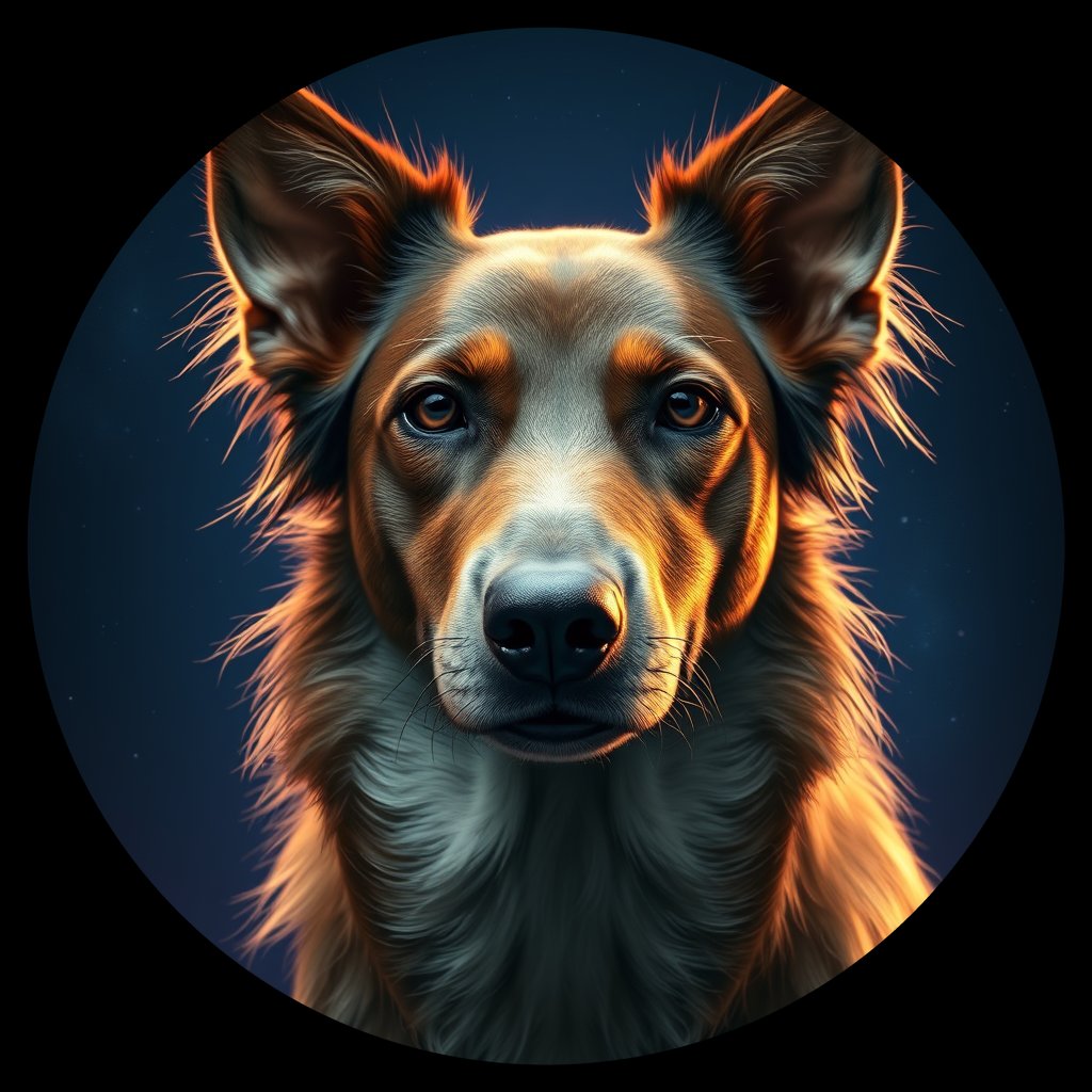 Cosmic medallion portrait of SA_1_SA_11AS, a Village Dog South Africa 1