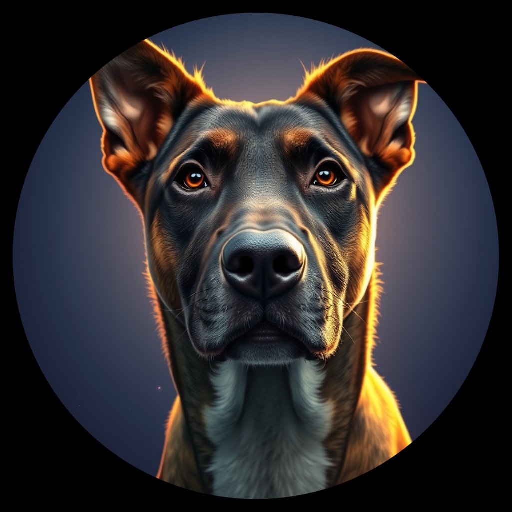 Cosmic medallion portrait of SA_1_SA_32AS, a Village Dog South Africa 1