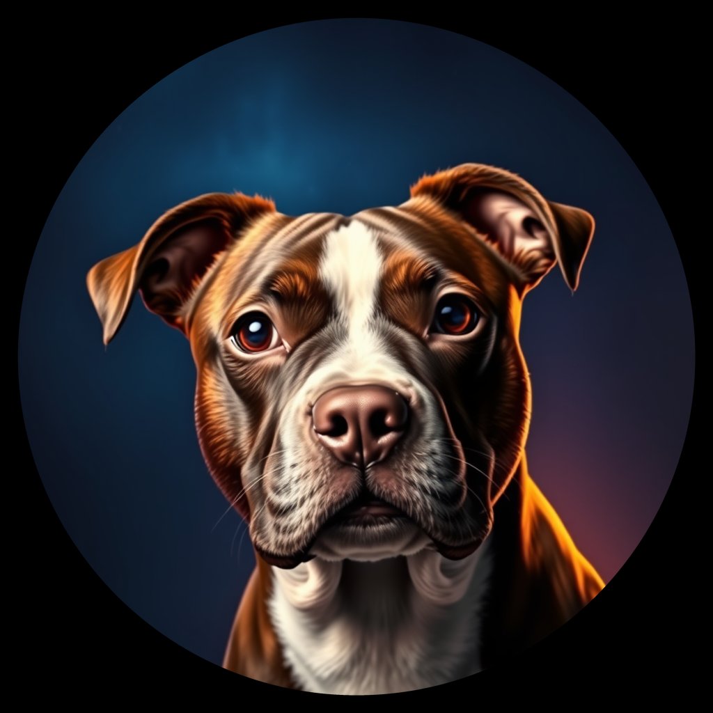 Cosmic medallion portrait of SBT_25852_SBT_25852, a Staffordshire Bull Terrier