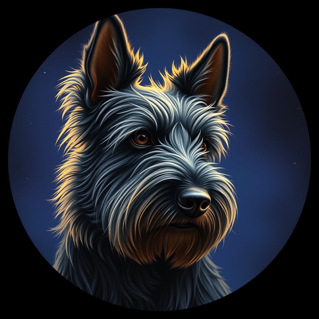 Cosmic medallion portrait of SCOT_SCOT_07975, a Scottish Terrier