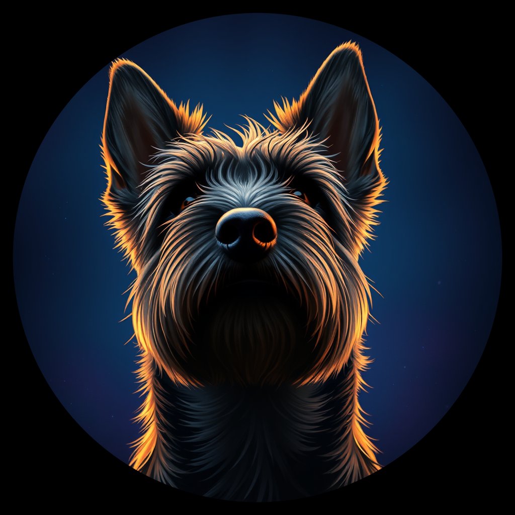 Cosmic medallion portrait of SCOT_SCOT_08381, a Scottish Terrier