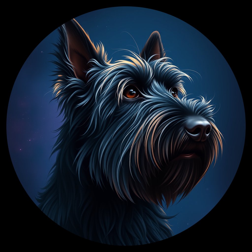 Cosmic medallion portrait of SCOT_SCOT_08542, a Scottish Terrier