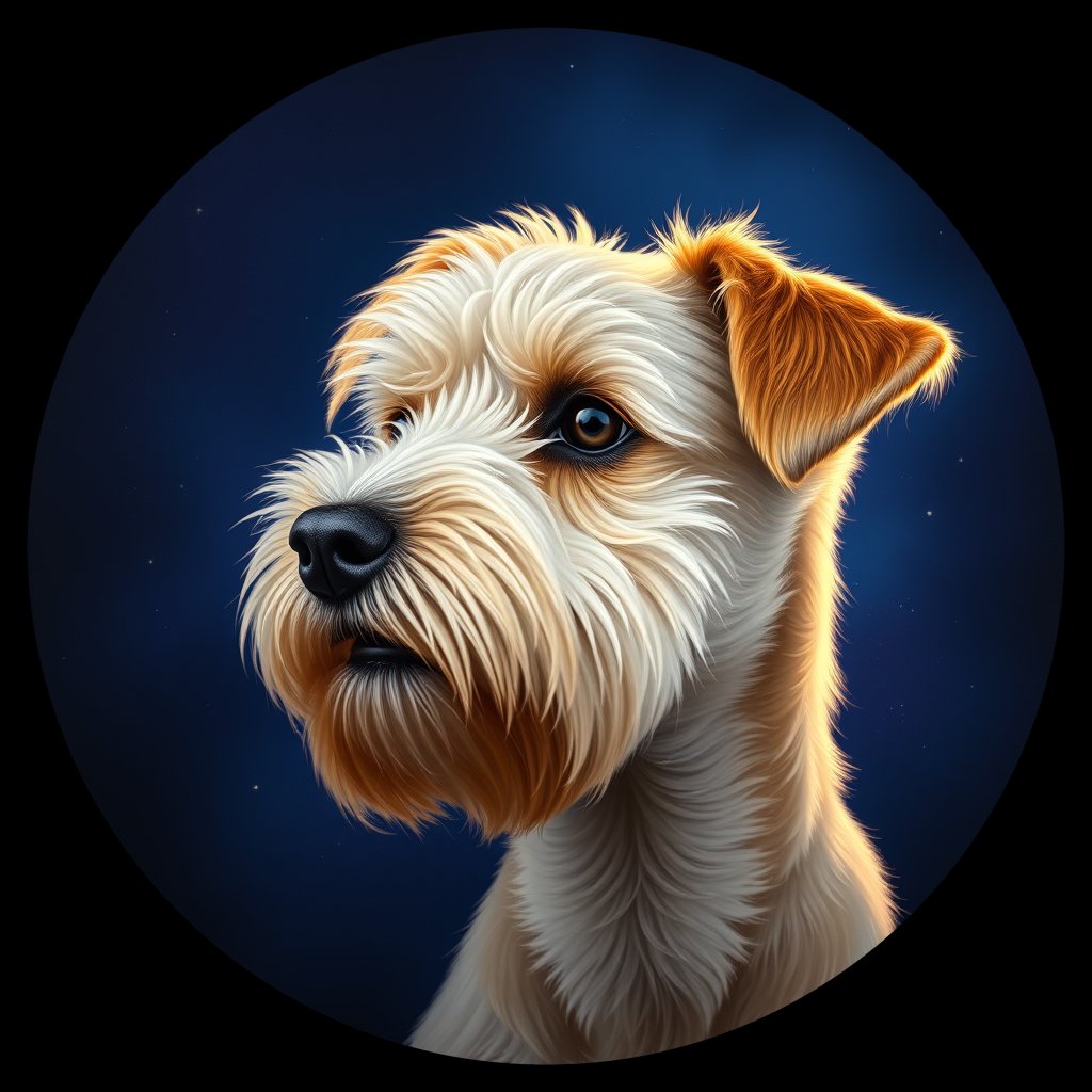 Cosmic medallion portrait of SCWT_7230_SCWT_7230, a Soft Coated Wheaten Terrier