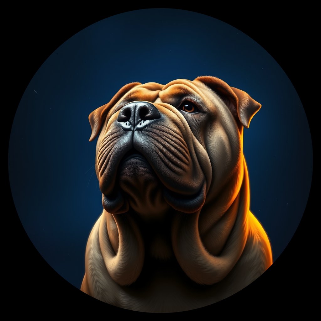 Cosmic medallion portrait of SHAR_SHAR_07995, a Chinese Shar Pei