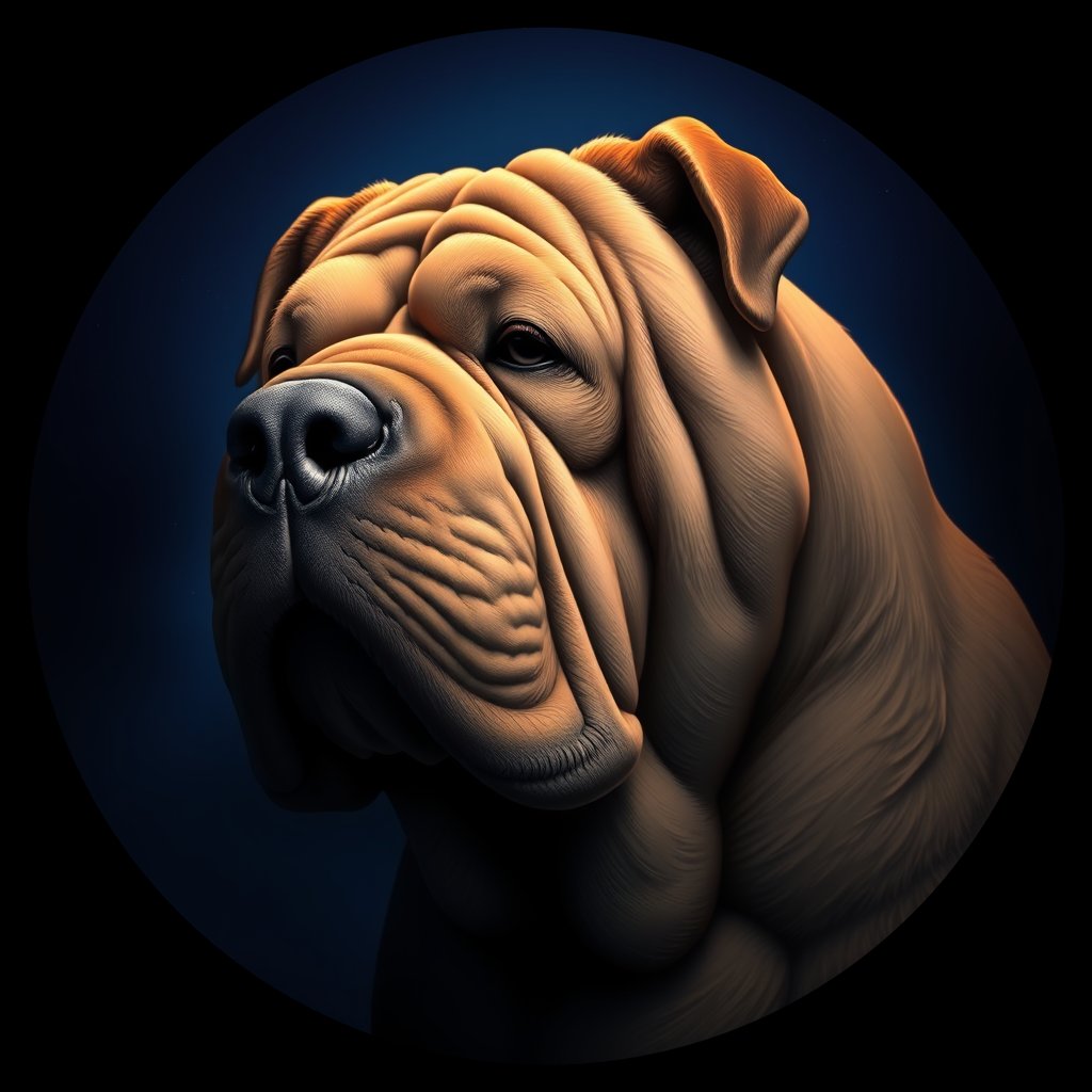 Cosmic medallion portrait of SHAR_SHAR_11448, a Chinese Shar Pei