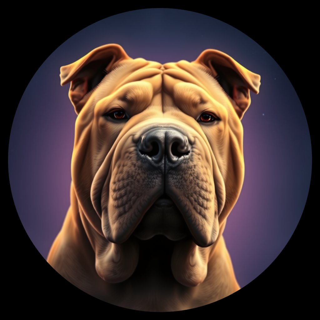 Cosmic medallion portrait of SHAR_ShP_0GT366, a Chinese Shar Pei