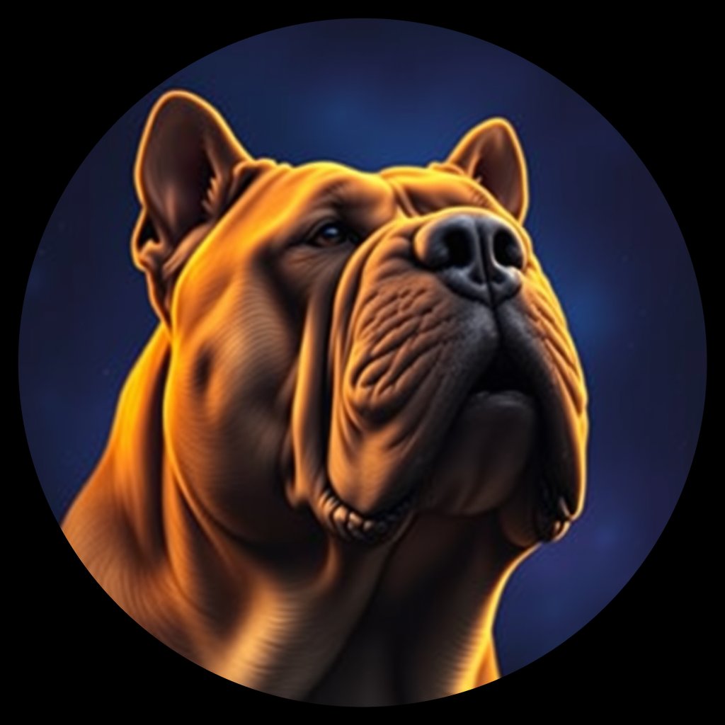 Cosmic medallion portrait of SHAR_ShP_0GT368, a Chinese Shar Pei
