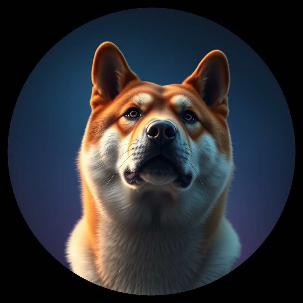 Cosmic medallion portrait of SHIB_SHIB_10A09, a Shiba Inu