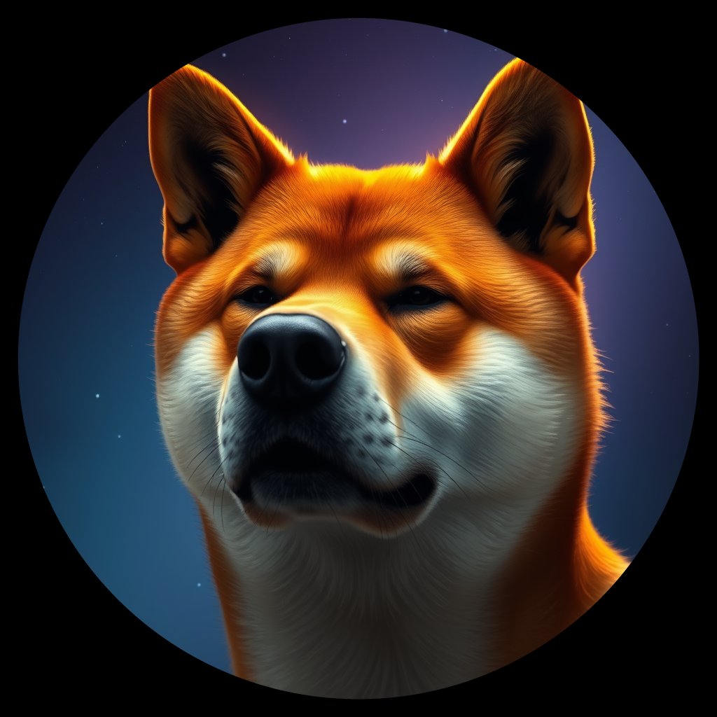 Cosmic medallion portrait of SHIB_SHIB_10B09, a Shiba Inu