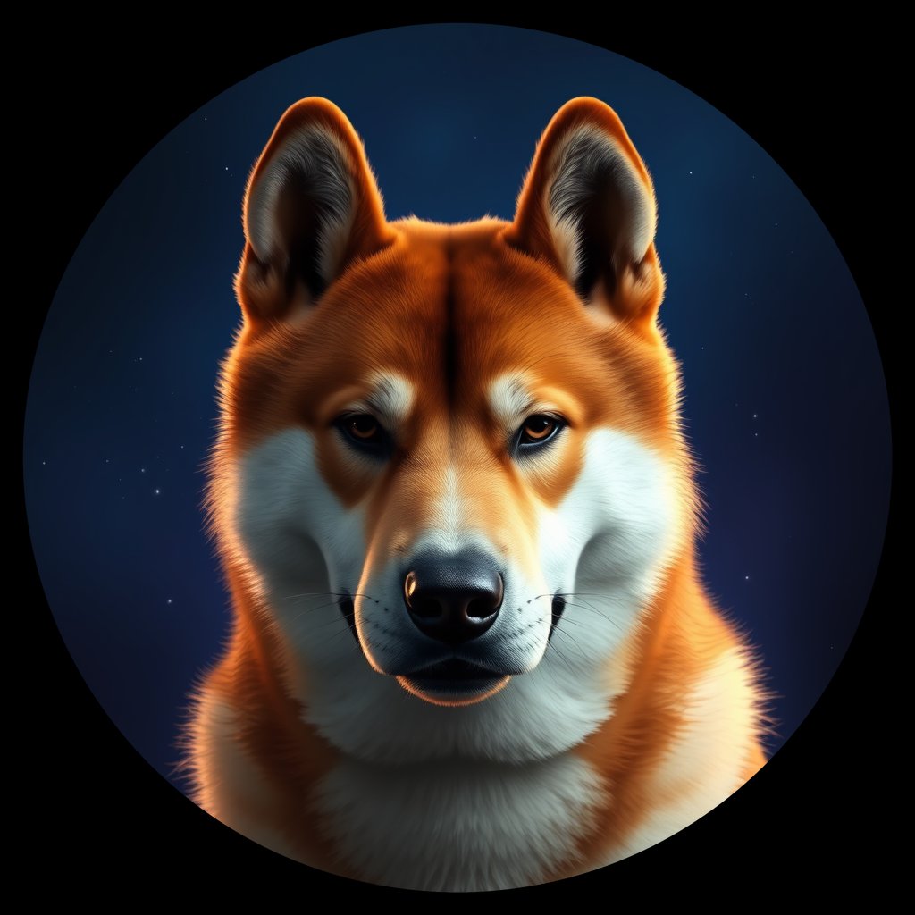 Cosmic medallion portrait of SHIB_SHIB_10G08, a Shiba Inu