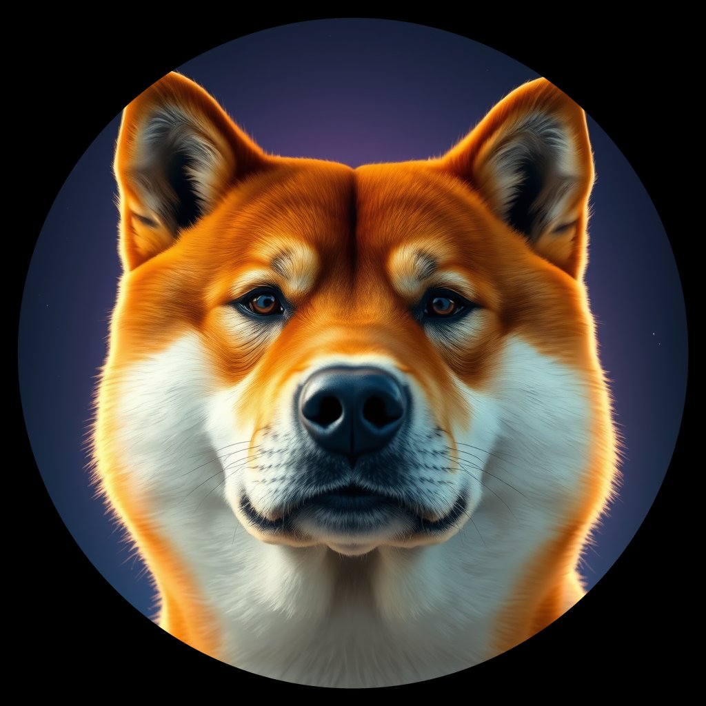 Cosmic medallion portrait of SHIB_SHIB_10H08, a Shiba Inu
