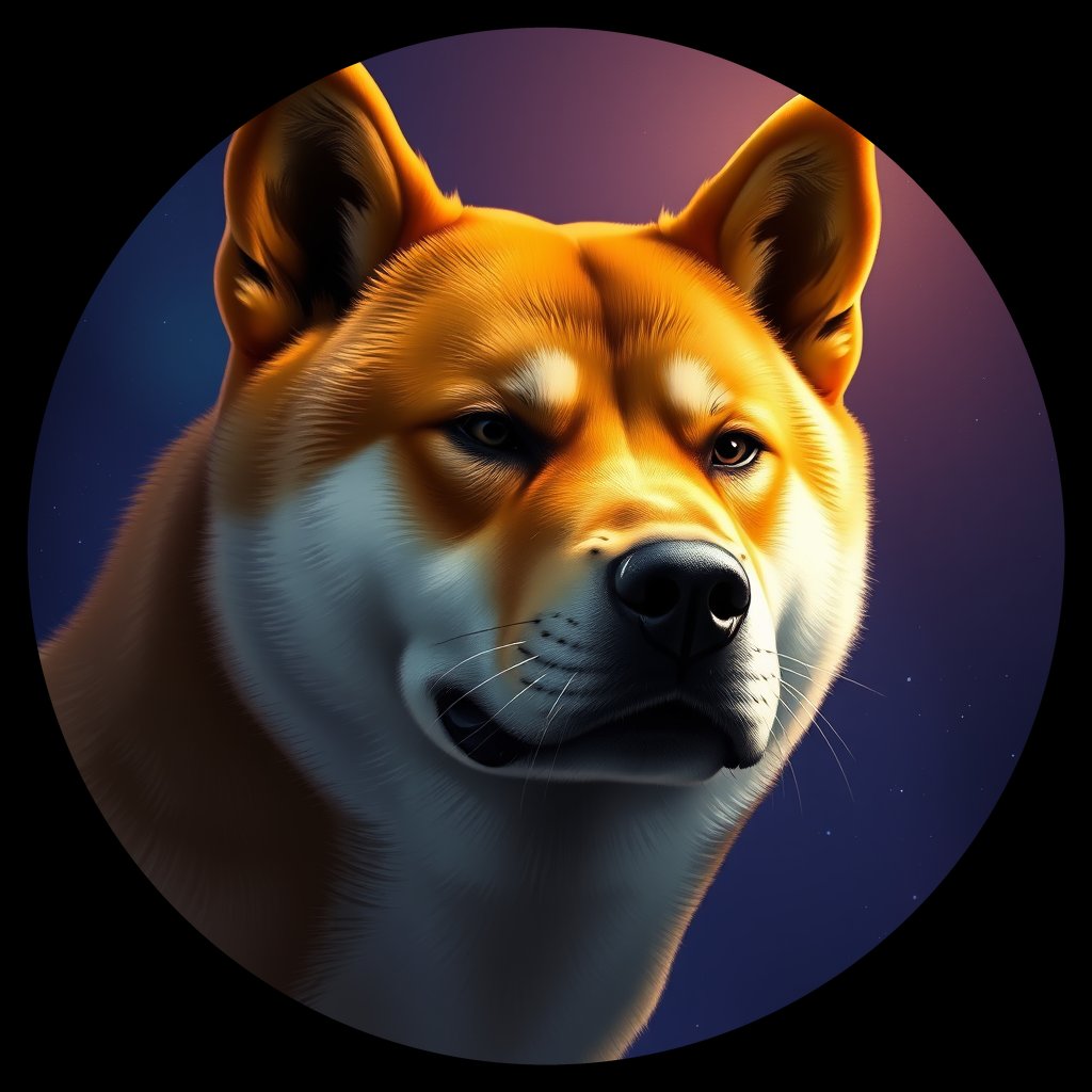 Cosmic medallion portrait of SHIB_SHIB_16D12, a Shiba Inu