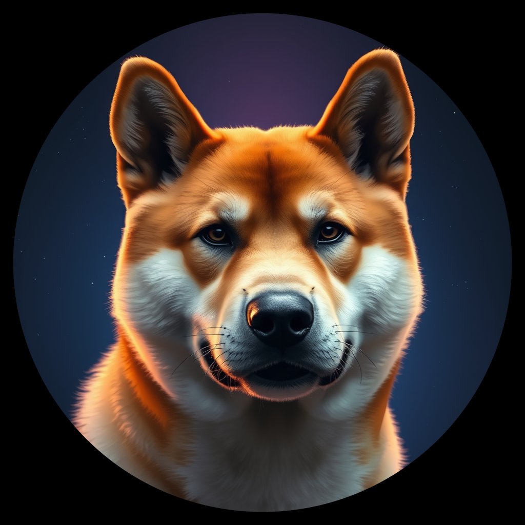Cosmic medallion portrait of SHIB_SHIB_17H01, a Shiba Inu