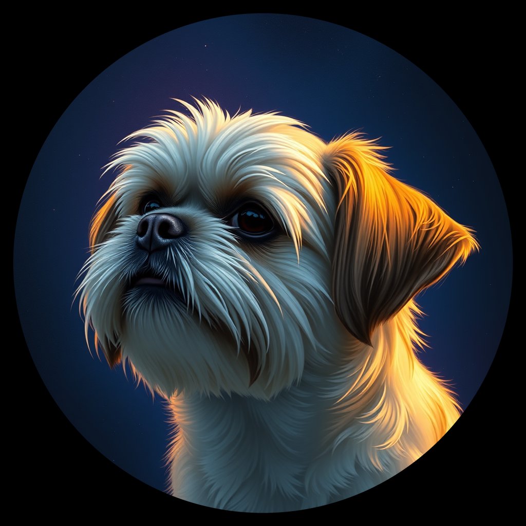 Cosmic medallion portrait of SHIH_SHIH_03191, a Shih Tzu