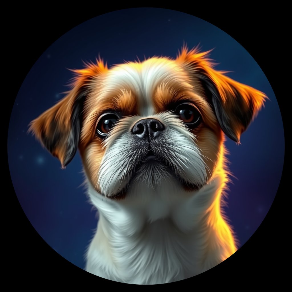 Cosmic medallion portrait of SHIH_SHIH_03576, a Shih Tzu