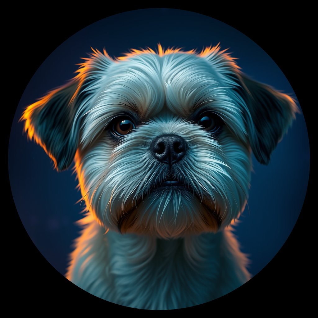 Cosmic medallion portrait of SHIH_SHIH_03590, a Shih Tzu