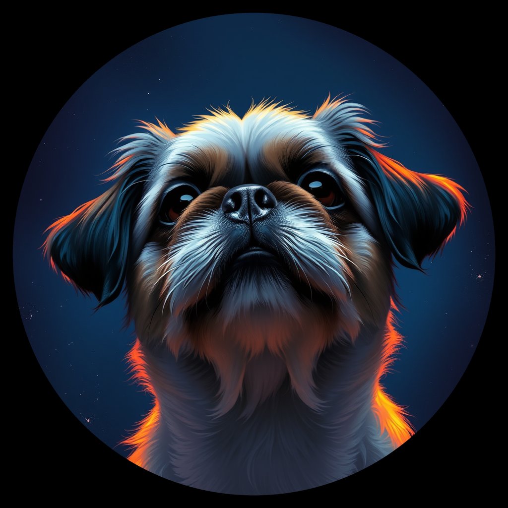 Cosmic medallion portrait of SHIH_SHIH_03591, a Shih Tzu