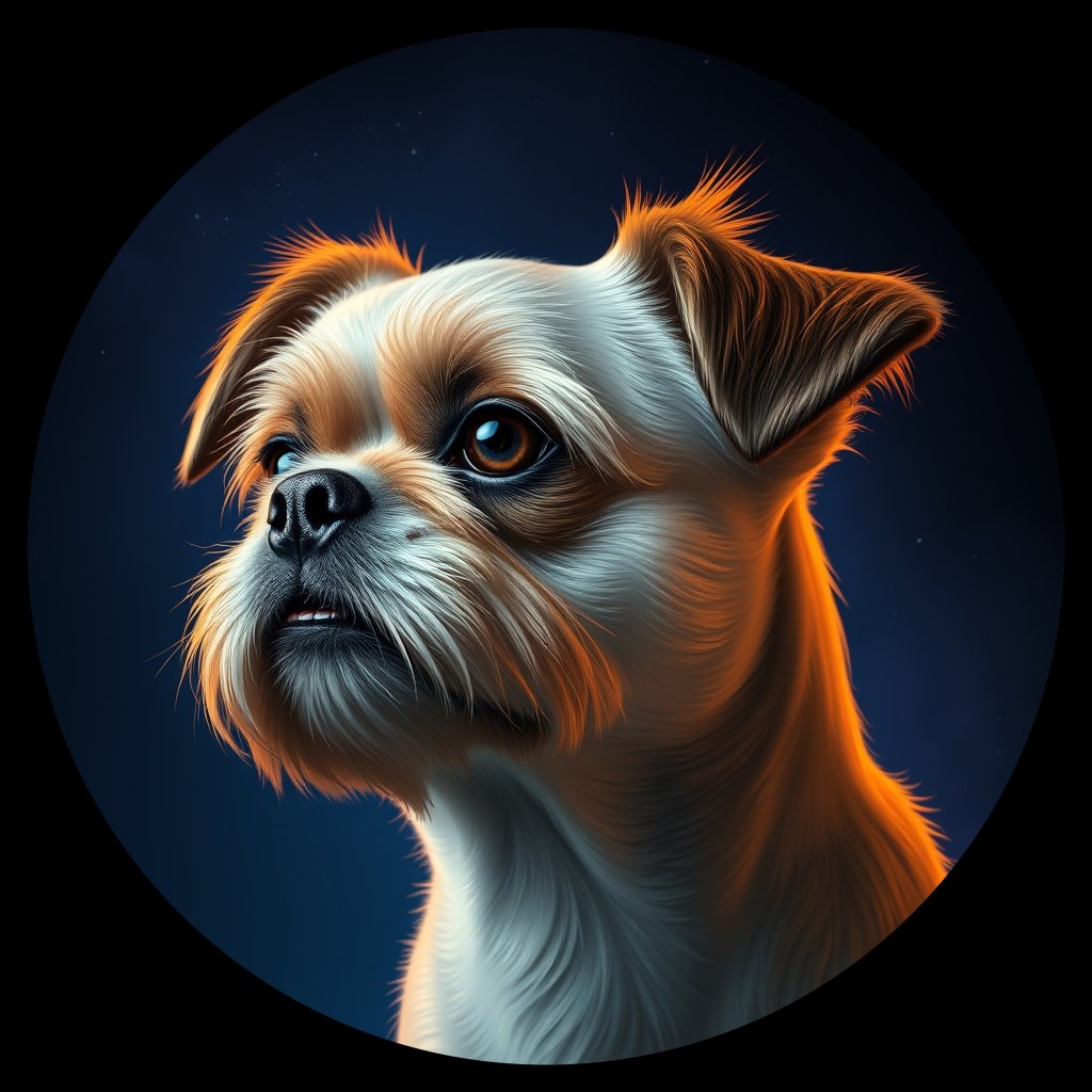 Cosmic medallion portrait of SHIH_SHIH_03593, a Shih Tzu