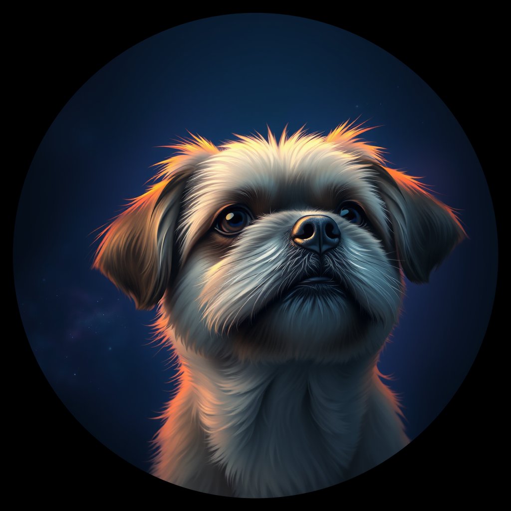 Cosmic medallion portrait of SHIH_SHIH_03613, a Shih Tzu