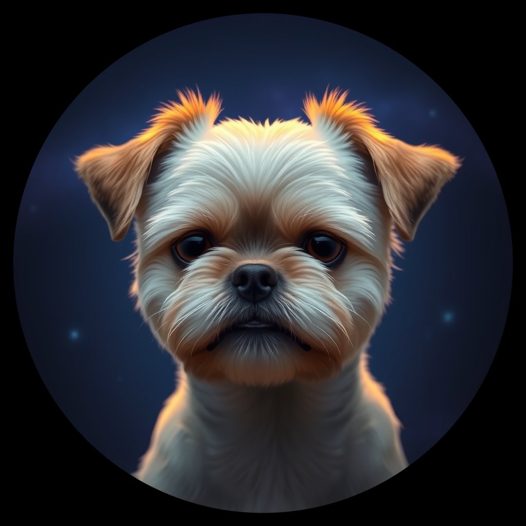 Cosmic medallion portrait of SHIH_SHIH_03614, a Shih Tzu