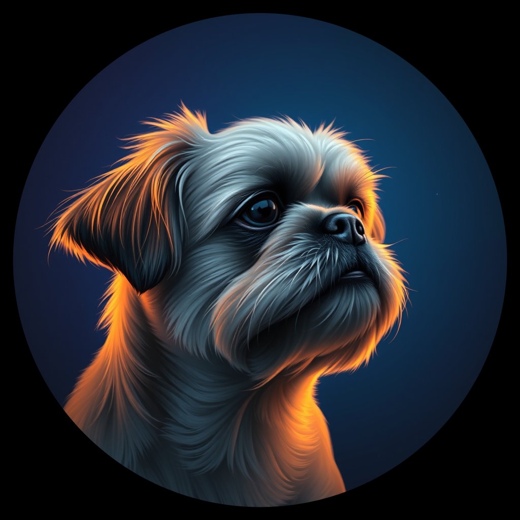 Cosmic medallion portrait of SHIH_SHIH_03615, a Shih Tzu