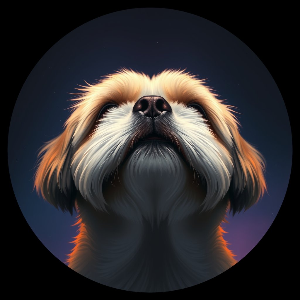 Cosmic medallion portrait of SHIH_SHIH_03616, a Shih Tzu