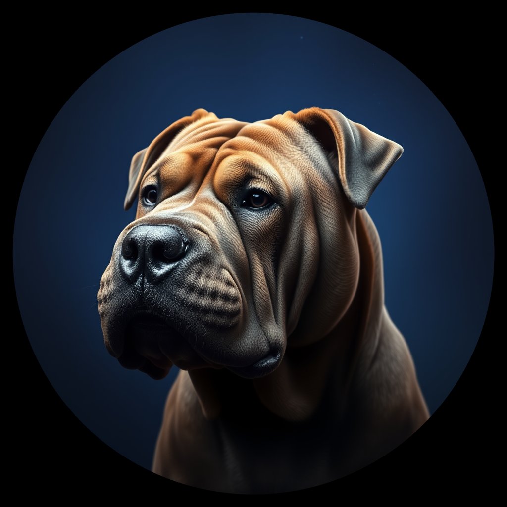Cosmic medallion portrait of SHP_34234_SHP_34234, a Chinese Shar Pei