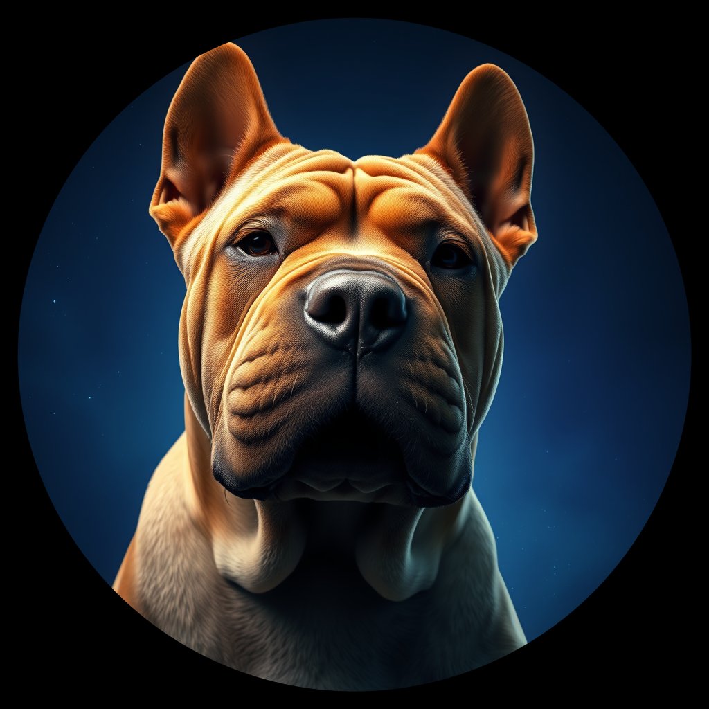 Cosmic medallion portrait of SHP_34235_SHP_34235, a Chinese Shar Pei