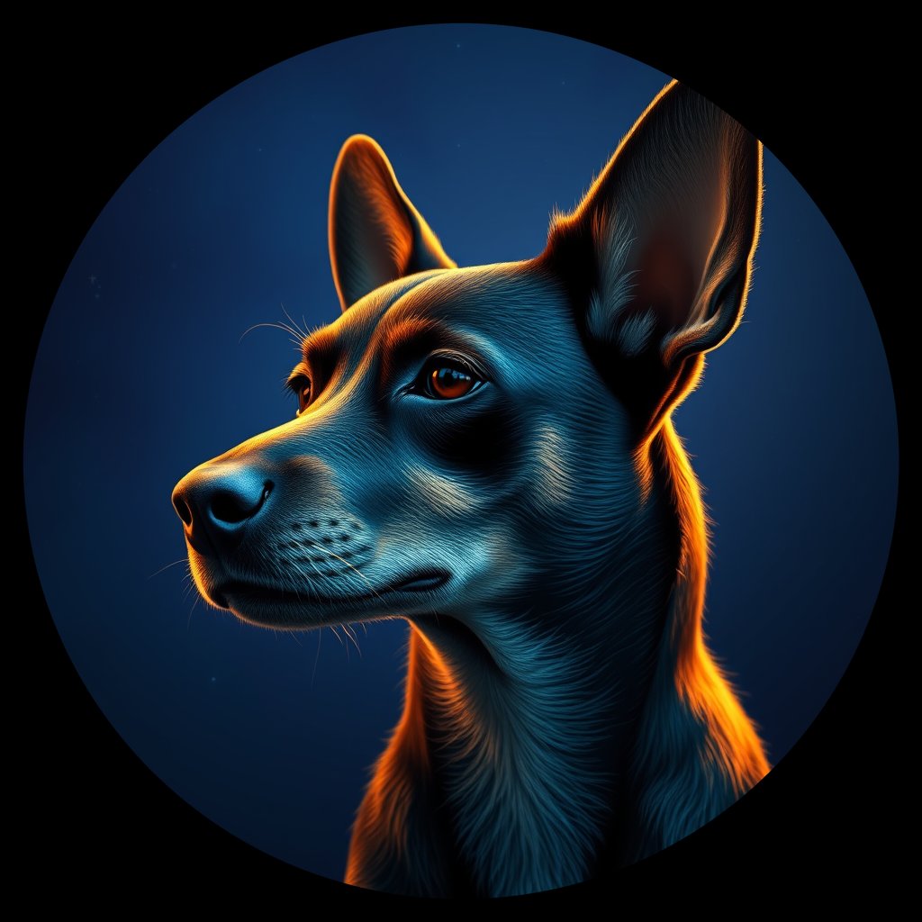 Cosmic medallion portrait of SI02_SI02, a Village Dog Solomon Islands Guadalcanal