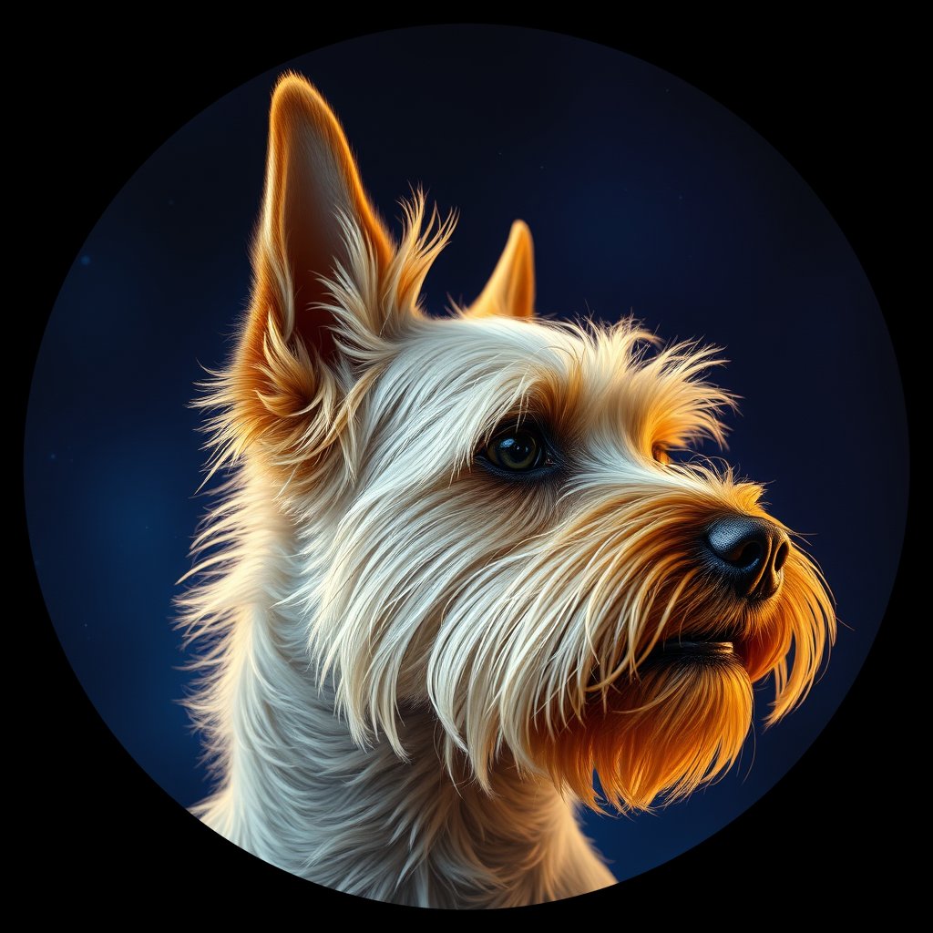 Cosmic medallion portrait of SILK_SILK_16G04, a Silky Terrier