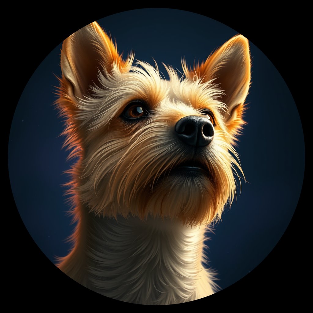 Cosmic medallion portrait of SILK_SILK_17C01, a Silky Terrier