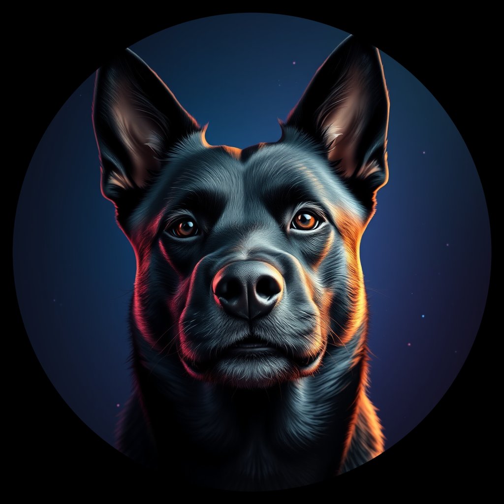 Cosmic medallion portrait of SKIP_Sci_LU1455, a Schipperke