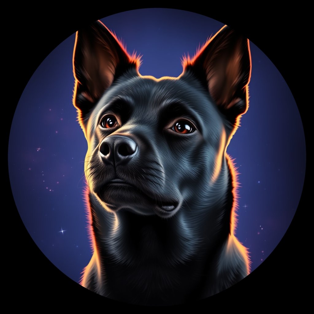 Cosmic medallion portrait of SKIP_Sci_LU1457, a Schipperke