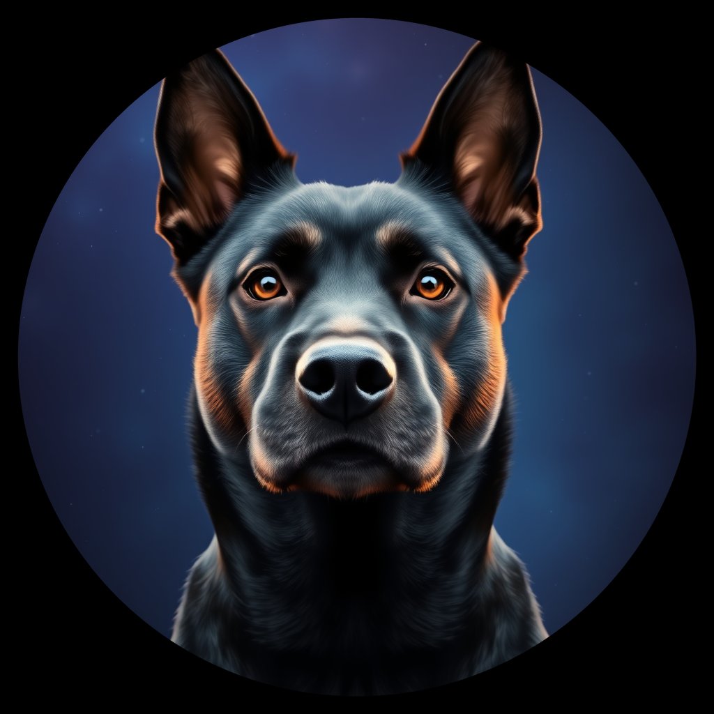Cosmic medallion portrait of SKIP_Sci_LU1458, a Schipperke