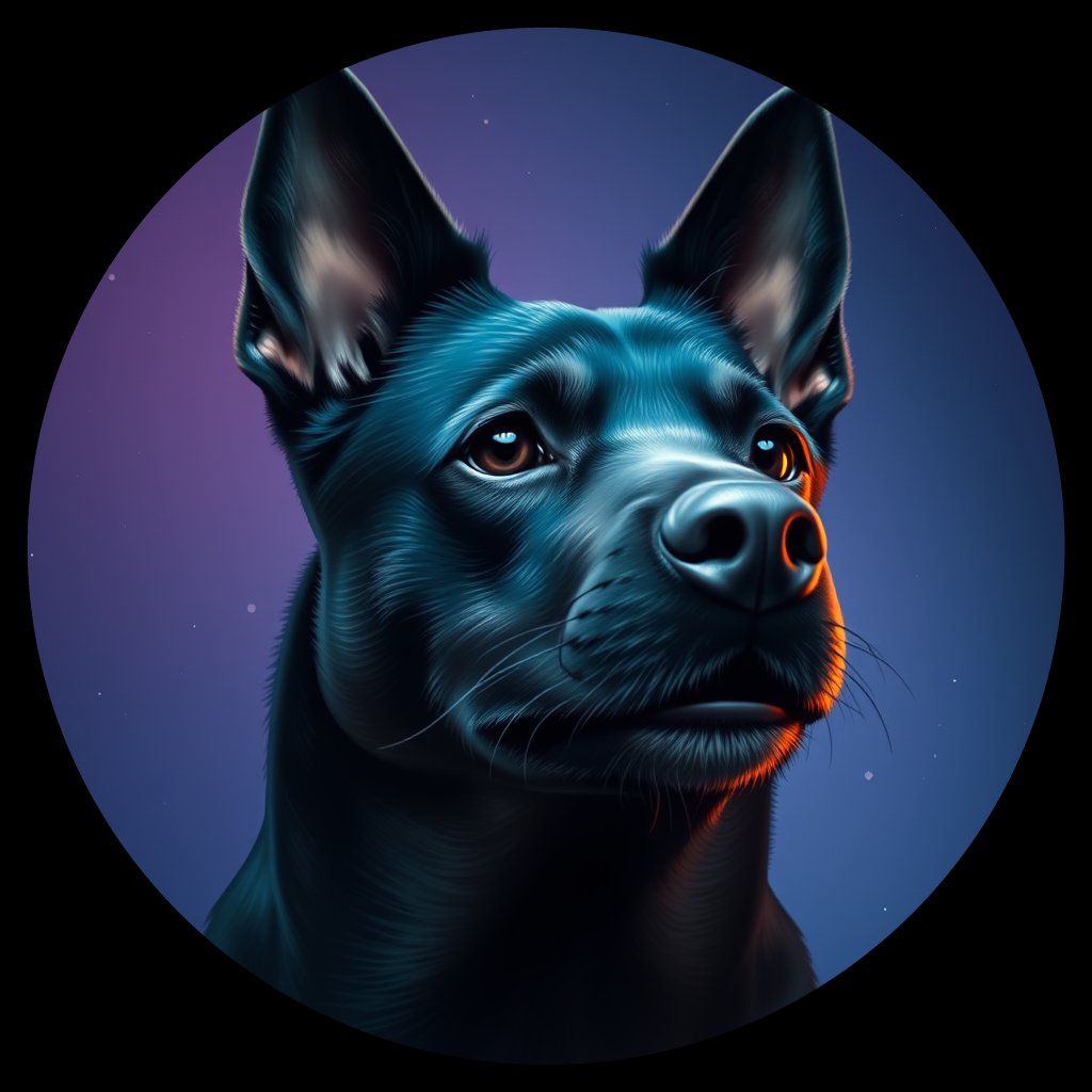 Cosmic medallion portrait of SKIP_Sci_LU1468, a Schipperke
