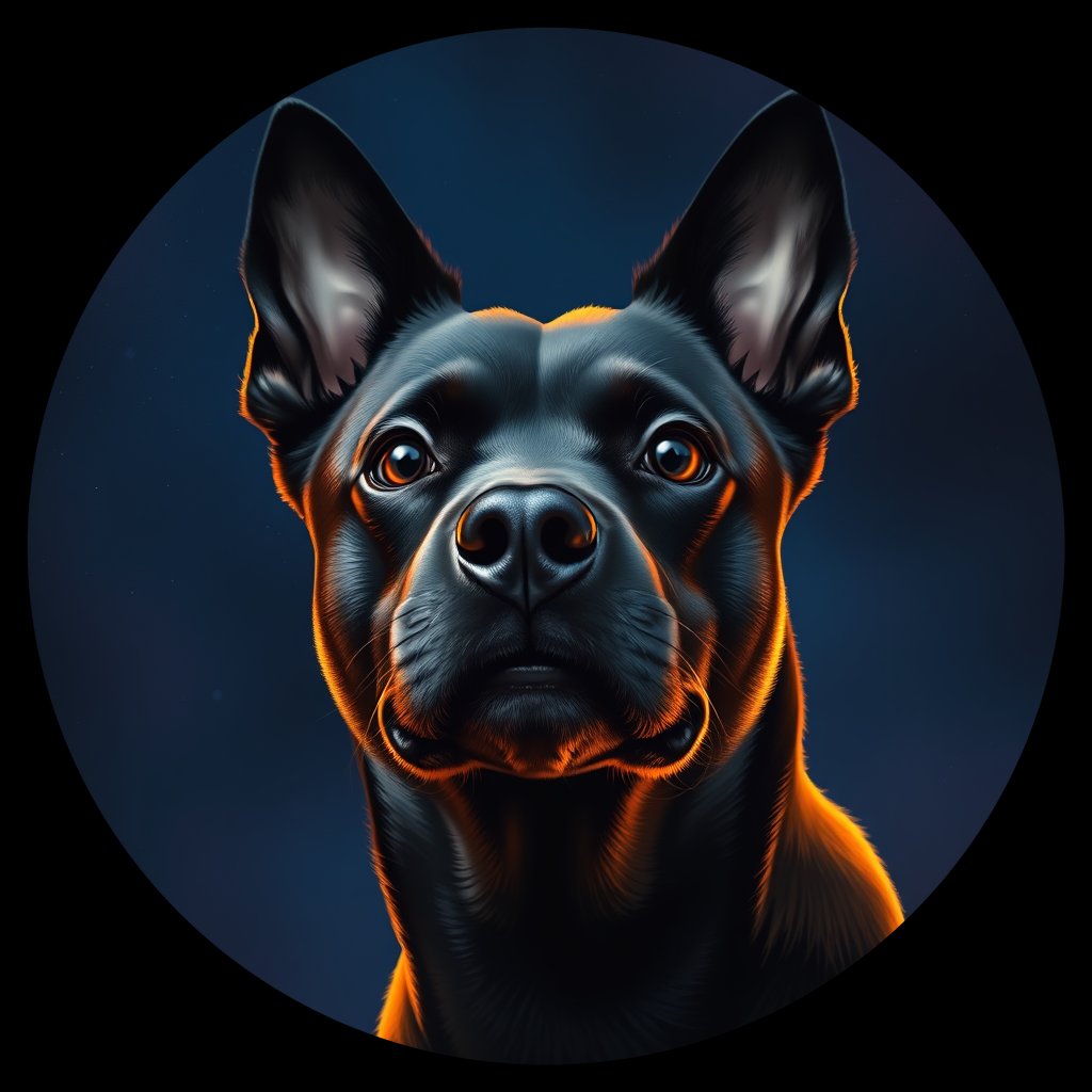 Cosmic medallion portrait of SKIP_Sci_LU1469, a Schipperke