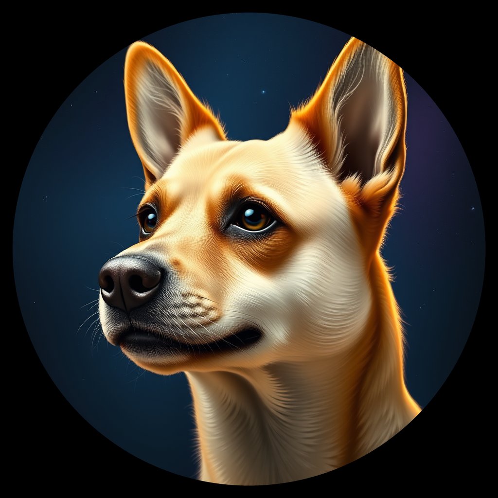 Cosmic medallion portrait of SKIP_Sci_LU1471, a Schipperke