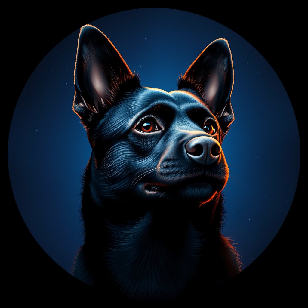 Cosmic medallion portrait of SKIP_Sci_LU1473, a Schipperke