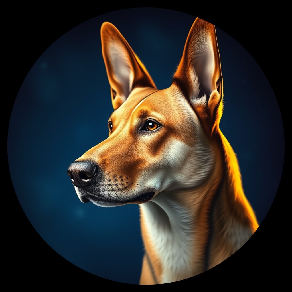 Cosmic medallion portrait of SLAV_SLAV_1, a Village Dog Slavic