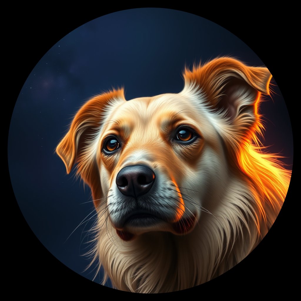 Cosmic medallion portrait of SLAV_SLAV_10, a Village Dog Slavic