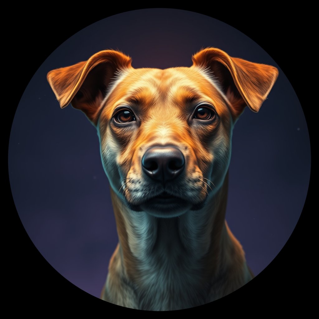 Cosmic medallion portrait of SLAV_SLAV_12, a Village Dog Slavic