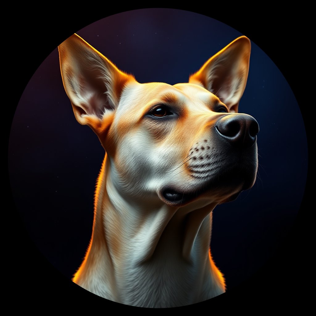 Cosmic medallion portrait of SLAV_SLAV_16, a Village Dog Slavic