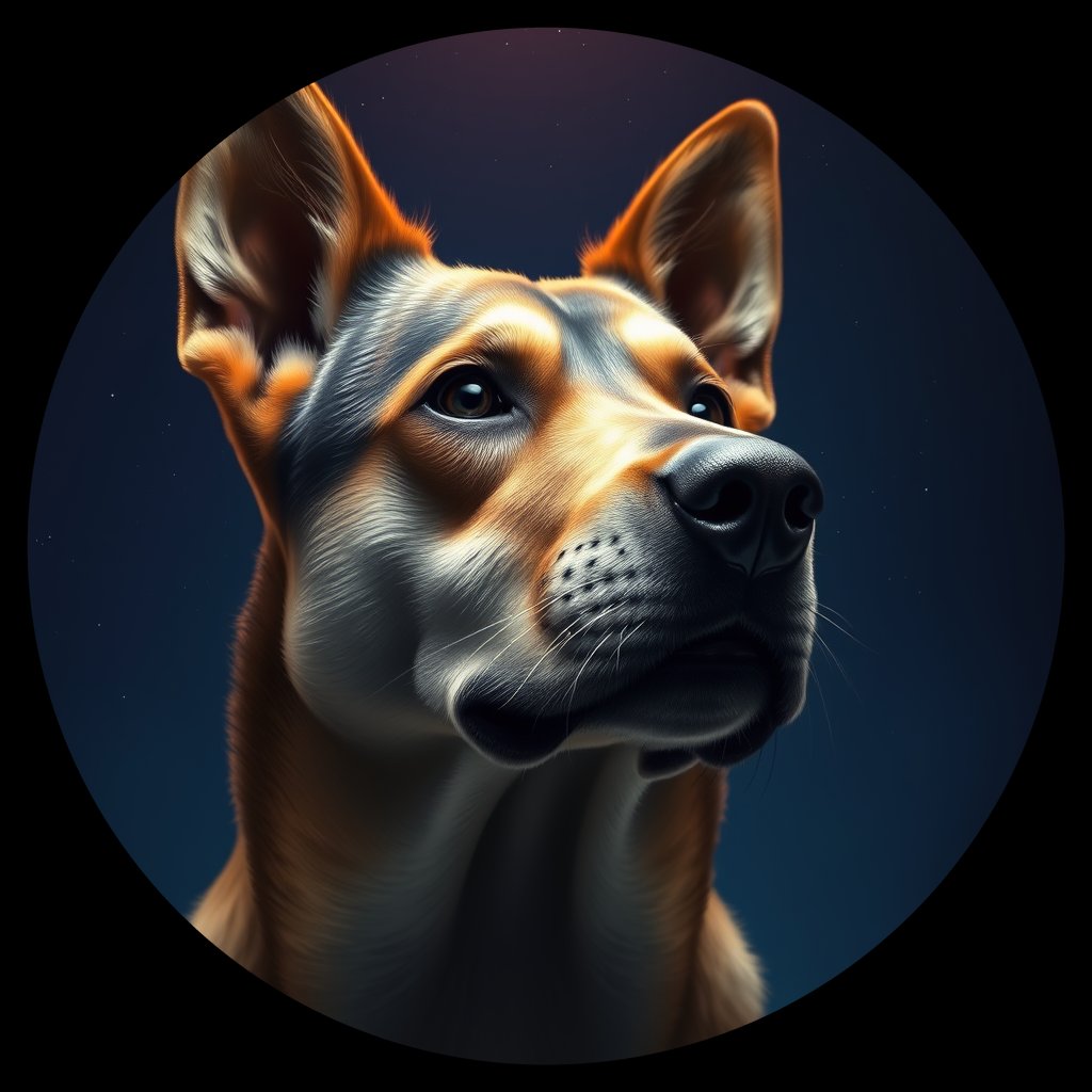 Cosmic medallion portrait of SLAV_SLAV_2, a Village Dog Slavic