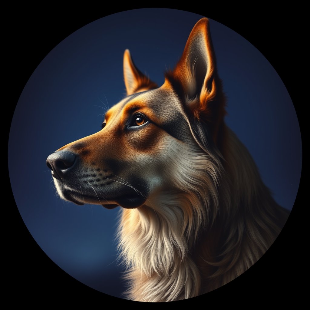 Cosmic medallion portrait of SLAV_SLAV_3, a Village Dog Slavic